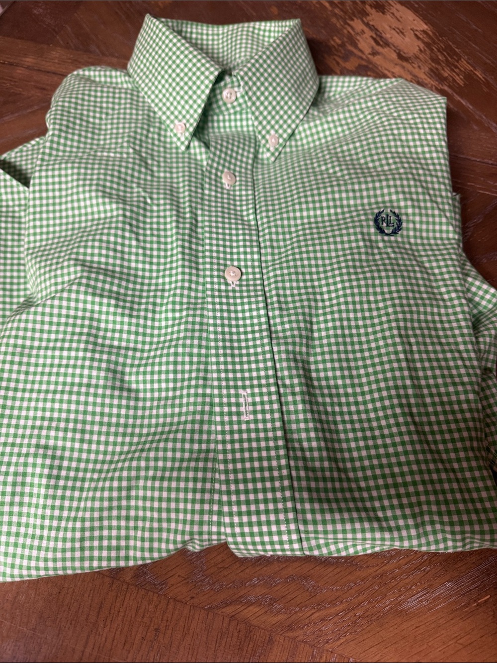 Ralph Lauren Green Gingham Button-Down men’s shirt 15 1/2, 32/33